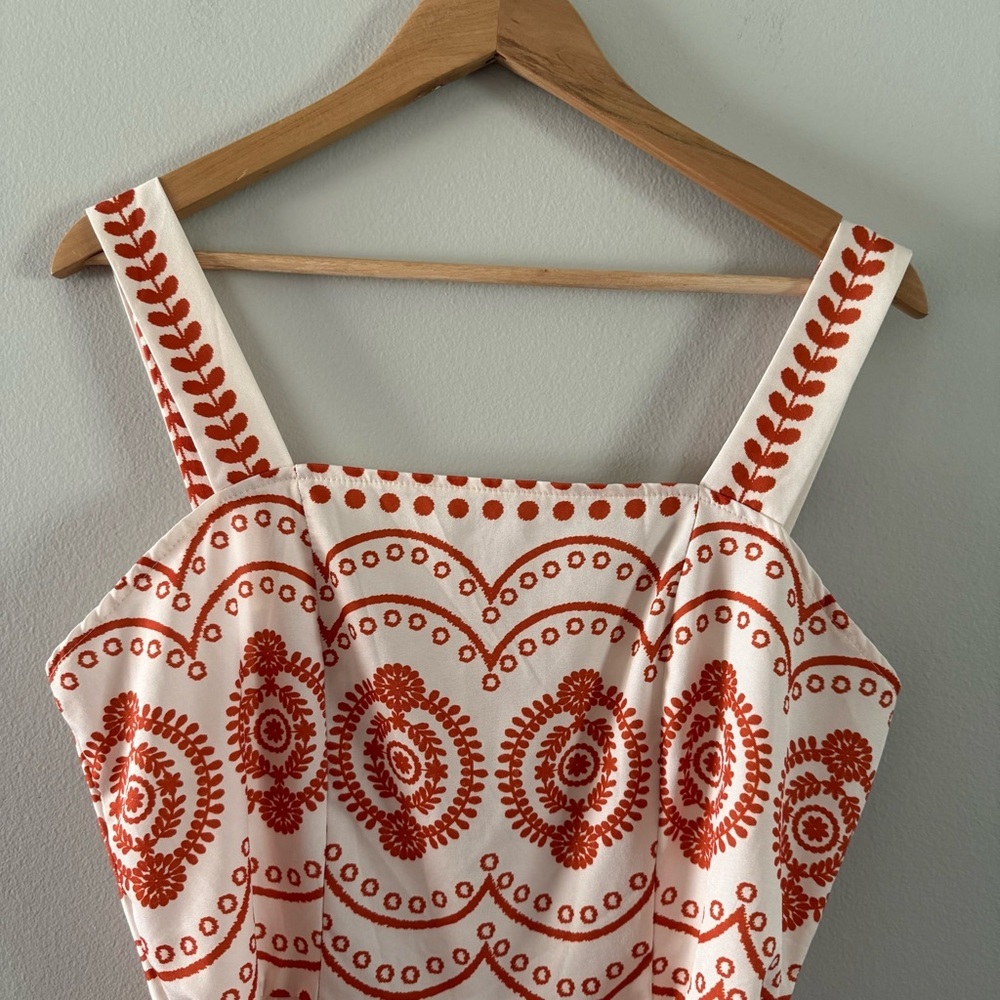SHEIN Cream & Rust Printed Square Neck Romper - Picture 4 of 7